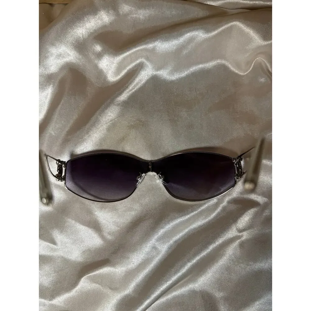 Vintage Chanel 4073-B Rhinestone CC Shield Sunglasses Y2K